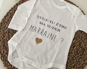 Body bébé personnalisé demande marraine