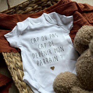 Personalized baby bodysuit asking for godfather "Dare or not dare to become my godfather?"