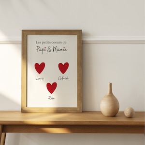 Póster personalizado "corazoncitos del abuelo y la abuela", regalo para abuelos,