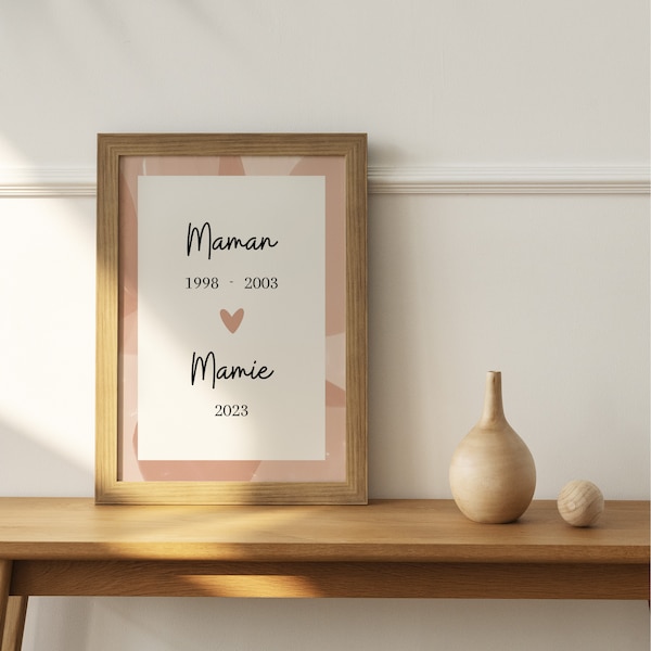 Affiche mamie, annonce grossesse mamie, cadeau personnalisé mamie, fête des grands-mères