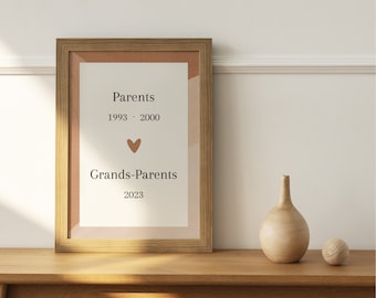 Affiche annonce grossesse grands-parents, cadeau papi et mamie personnalisé