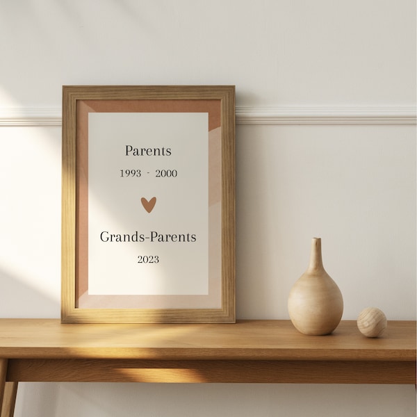 Affiche annonce grossesse grands-parents, cadeau papi et mamie personnalisé