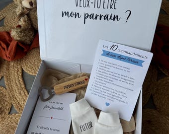 Caja personalizada para propuesta de padrino: ¿Quieres ser mi padrino? - Regalo para un futuro padrino - Set de regalo para propuesta de padrino