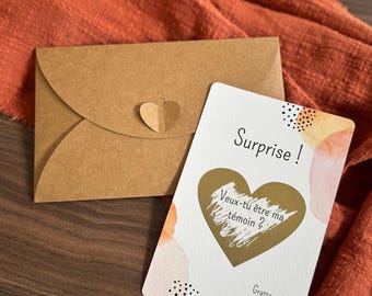 Carte à gratter demande témoin mariage  "veux-tu être ma témoin ?"