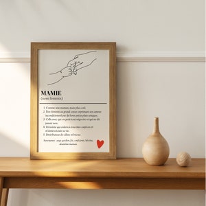 Póster personalizado con la definición de abuela, regalo para abuela.