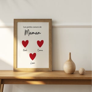 Cartel personalizado "corazones de mamá", regalo mamá, Día de la Madre