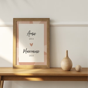 Affiche annonce grossesse marraine, cadeau marraine personnalisé