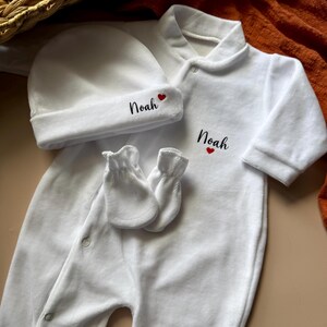 Pyjama Bébé Personnalisé Noël - Babygrow Blanc Brodé - Taille Nouveau-né - Neuf Sans étiquettes