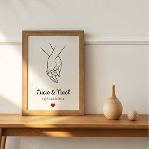 Póster de pareja personalizado con nombres y fecha.