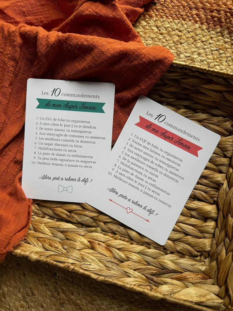 Cartes 10 commandements témoin - demande témoin mariage homme, demande témoin mariage femme image 1
