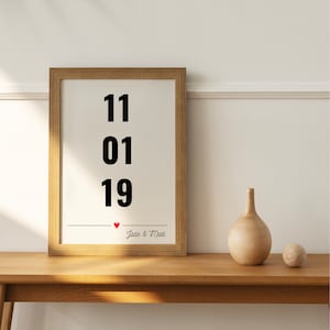 Cartel personalizado fecha importante pareja, nacimiento, boda