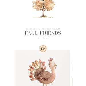 May include: Watercolor illustration of a turkey with brown and pink feathers. The turkey is standing on a white background. The illustration is part of a set of fall animal illustrations.