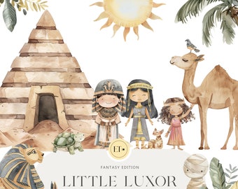 Cute Ancient Egypt Clipart - Watercolor Clipart - Luxor Clipart - Sweet Cleopatra - Little Pharao - Camel  COMMERCIAL LICENSE INCLUDED