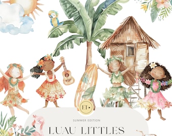 Cute Hawaiian Clipart - Hula Dance Clipart - Luau Clipart - Tropical Clipart - Summer Clipart - COMMERCIAL LICENSE INCLUDED