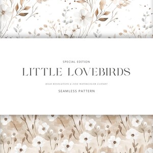 May include: A seamless pattern featuring delicate watercolor flowers in shades of brown and white. The pattern is perfect for creating a romantic and elegant design.