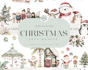 Cute Christmas Clipart Bundle - Festive Clipart - Cute Santa Clipart - Tropical Christmas - Christmas Holiday - COMMERCIAL LICENSE INCLUDED