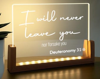Luz LED con versículo bíblico personalizado, decoración cristiana para el hogar, regalo para iglesias y pastores, LED cristiano personalizado, regalo religioso para ella, decoración de fe