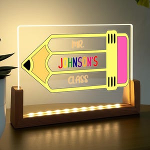 Custom Teacher Gift, Pencil Decorations, Teacher Decor, Back to School 2025, Pencil Light up Sign, Pencil Night Light, Teacher Light Art