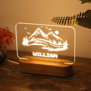 Personalized Mountain Night Light - Kids Gift - Boys Room Decor - Christmas Gift for Baby Boy - Newborn Name Gift for Boys - Toddler Gifts