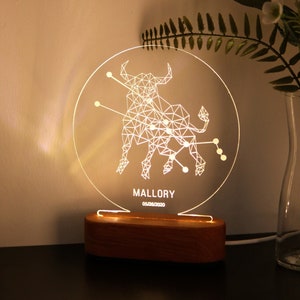 Astrology Night Light - Zodiac Horoscope Gift - Aries Taurus Gemini Cancer Leo Virgo Libra Scorpio Sagittarius Aquarius Pisces Capricorn