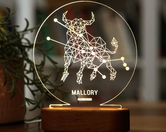 Custom Zodiac Sign Night Light, Personalized Astrology Constellation LED Lamp, Aries Taurus Gemini Cancer Leo Virgo Libra Scorpio Capricorn