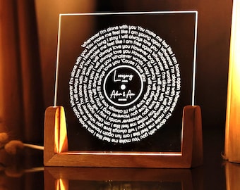 Canción de vinilo personalizada con letra - Regalos de canciones favoritas - Impresión de canciones de boda - Idea de regalo para el día de San Valentín - Regalo personalizado para ella