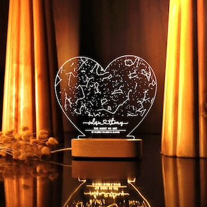 Personalisierte Konstellationskarte Lampe - Geschenk für Freund / Freundin - Sternenkarte Geschenk für Paare - Geschenk Sternenkarte auf Nachtlicht