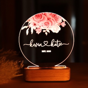 Custom Night Light as Valentine&#39;s Day Gift - 1st Anniversary Gift - Wedding Gift for Couples Unique - Gifts for Newly Wed - Romantic Gifts