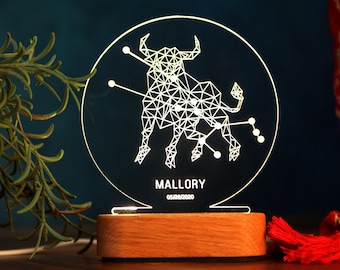 Zodiac Horoscope Night Light- Astrology Gift - Aries Taurus Gemini Cancer Leo Virgo Libra Scorpio Sagittarius Aquarius Pisces Capricorn