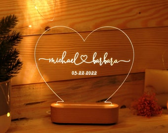 Custom Night Light for Couples - Gift for Him / Her - Anniversary Gifts - Romantic Gift - Names and Date - Engagement Gifts - Christmas Gift