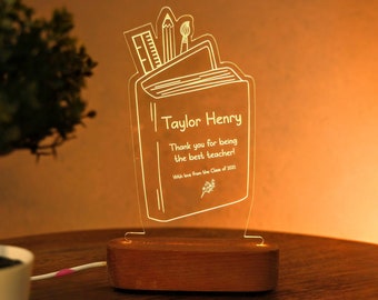 Back to School Teacher Gift - Perfect Teacher Appreciation Gift - Teacher Name Sign - New Teacher Gifts - LED Night Lamp - Custom Name Light