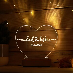 Custom Night Light for Couples - Gift for Him / Her - Anniversary Gifts - Romantic Gift - Names and Date - Engagement Gifts - Christmas Gift