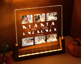 Custom Nana Photo Night Light Christmas Gift - Personalized Lamp with Names or Message