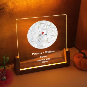Regalo de compromiso con impresión de mapa personalizado para recién comprometidos - Regalo de boda con marco de compromiso - Regalo recién comprometido para pareja - Regalo perfecto para ella