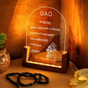 Luz nocturna personalizada para papá - Ideas de regalos para el Día del Padre - Carta a papá - Regalo para papá - Regalo de cumpleaños de papá - Luz nocturna personalizada para papá