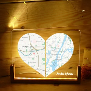 Personalisierte Karte - Herz Nachtlicht - Verlobtes Geschenk für Sie - Fernbeziehung Geschenk - Jahrestagsgeschenk für Sie - Personalisierte Karte