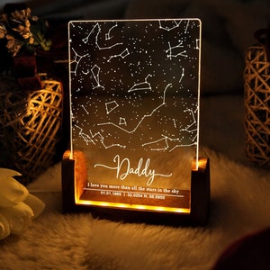 Lampe graphique de la constellation personnalisée - Carte des étoiles pour l'anniversaire de papa - Cadeau pour papa - Cadeau de fête des pères - Cadeau pour nouveau papa - Cadeau pour la première fois papa