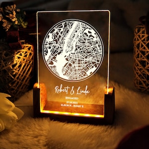 Personalisierte Karte Nachtlicht für Paare - Hochzeit Verlobung Geschenke - Braut Geschenk - Frisch verlobt Verheiratet - Geschenk für Verlobte - Beziehungs Geschenke