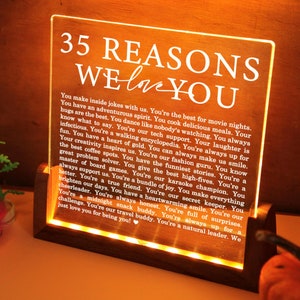 35 Reasons We Love You Night Light - Custom Birthday Gift - 35th Birthday Decor - 35th Birthday Gift for Her - Personalized 35th Birthday