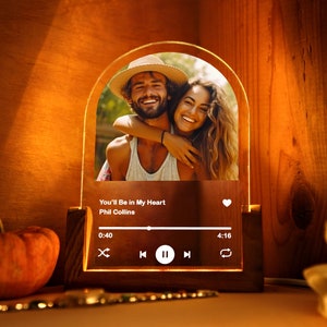 Personalized Music Plaque - Custom Song Night Light - Anniversary Gift for Him Her - Christmas Couples Gift - Personalized Birthday Photo