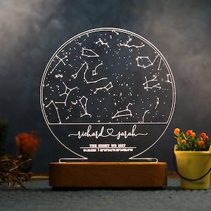 Star Map on Night Light as Anniversary Gift - Stars Chart Valentines Gift - Personalized Constellation Map - 1st 5th 10th Anniversary Gifts