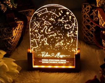 Star Map Personalized - Constellation Map Date and Location - The Night We Met - Girlfriend or Boyfriend Christmas Gift - Couples Christmas