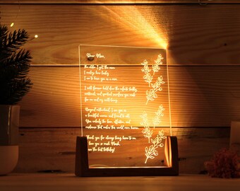 Personalized Hand-Written Letter Night Light - Gift for Mom - Mothers Day Gift - Grandma Nana Mommy Birthday Gifts - Christmas Gift for Mom