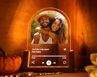 Personalized Music Plaque - Custom Song Night Light - Anniversary Gift for Him Her - Christmas Couples Gift - Personalized Birthday Photo