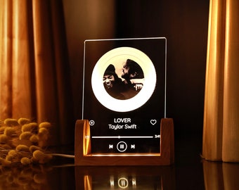 Personalized Music Plaque with Photo - Couples Gift - Personalized Photo Gift - Birthday Gifts - Custom Song Night Light - Anniversary Gifts