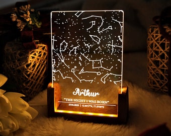 Custom Constellation Map - Star Map Night Light - Personalized Birthday - 1st 2nd 3rd 13th 16th 18th 21st Birthday Gifts - Daughter Birthday