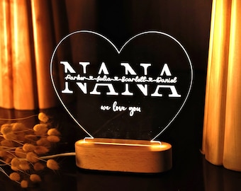 Gepersonaliseerde Nana-nachtlampje - Beste Moederdagcadeau voor Nana - Cadeau van kleinkinderen - Nana cadeau-ideeën - Cadeaus voor Nana - Custom Nana Gifts