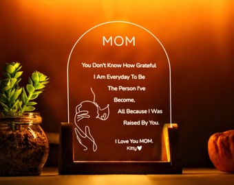 Luz de noche personalizada para regalar a la madre - Regalo para el día de la madre - Idea de regalo para mamá - Regalo considerado - Regalos de cumpleaños para mamá - Regalo personalizado para mamá