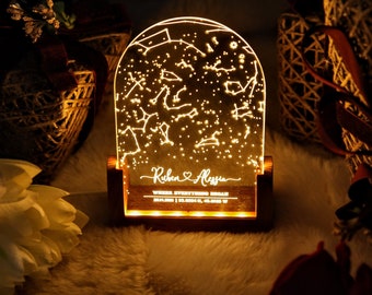 Veilleuse personnalisée constellation constellation - cadeau d'anniversaire personnalisé - cadeau pour lui/elle - cadeau pour mari/femme - ciel nocturne personnalisé