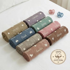 Muslin Baby Blanket, Breathable Cotton, Personalized Baby Blanket, Baby Shower Gift, Cotton Baby Blanket, Muslin Name Blanket, Newborn Baby